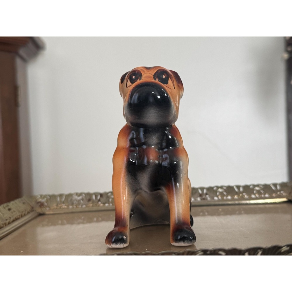 Vintage Ceramic Boxer Dog Figurine Made in Mexico | Hand Painted Dog Figure